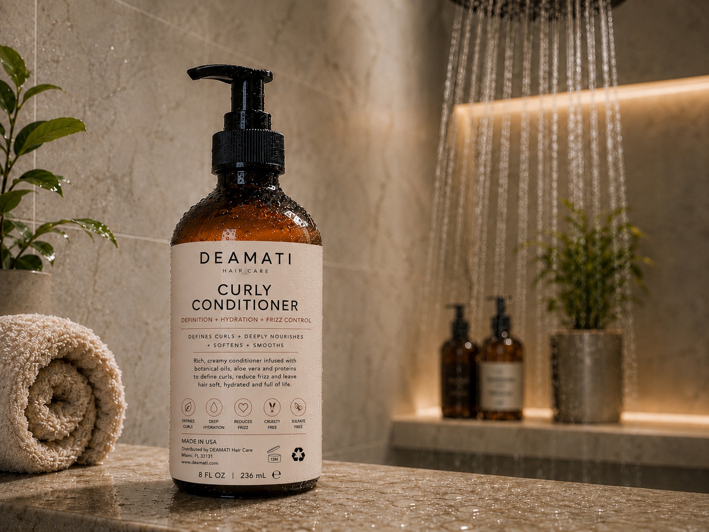 DEAMATI Curly Hair Conditioner Deep Hydration + Definition + Frizz Control
